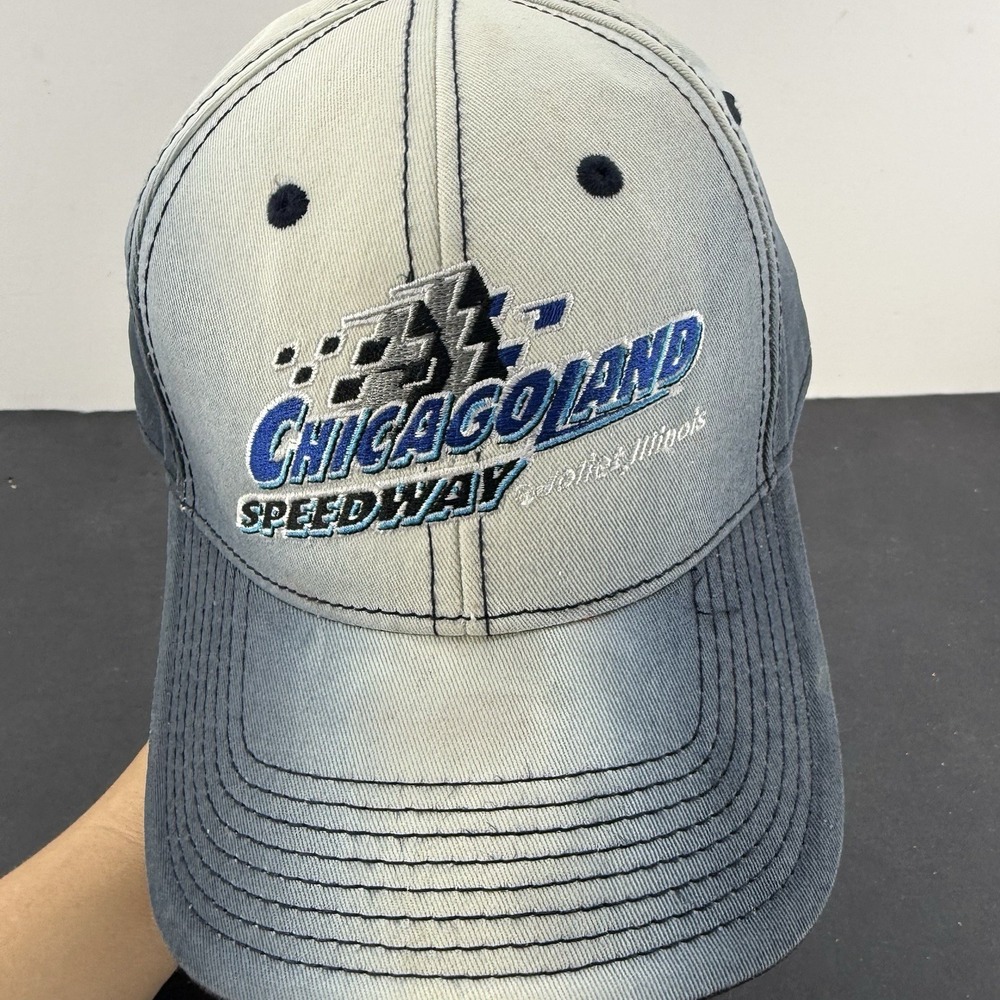 Chicagoland Speedway Hat Gray White Blue Embroidered ISC OSFM